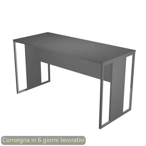 Scrivania piano antracite 140x60x74,4 cm gamba a pannello con anello in metallo antracite Blade Artexport – 482-T-AF