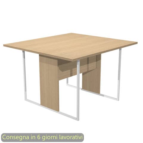 Tavolo riunioni 120x110xH.74,4 cm struttura metallo bianca Blade Artexport piano rovere – 424-C-AN