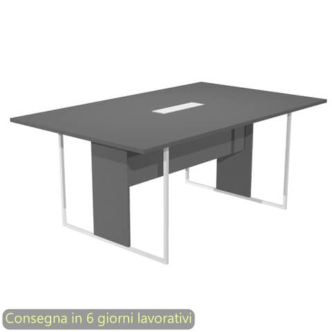 Tavolo riunioni con top access bianco 180x110xH.74,4 cm strut. metallo bianco Blade Artexport piano antracite