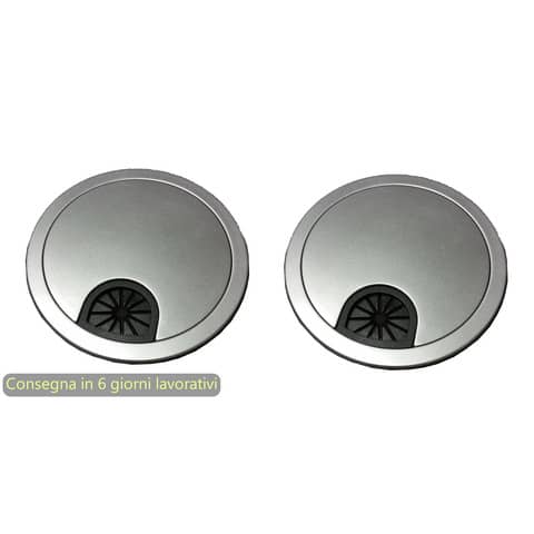 Coppia anelli passacavi per scrivania diametro 60 mm Blade Artexport grigio alluminio – PAS2-60