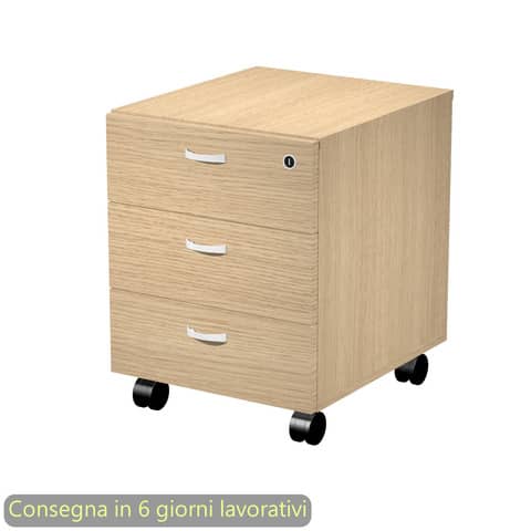 Cassettiera 3 cassetti su ruote 41,5×49,5xH.57,6 cm montata Blade Artexport rovere – 40019/C
