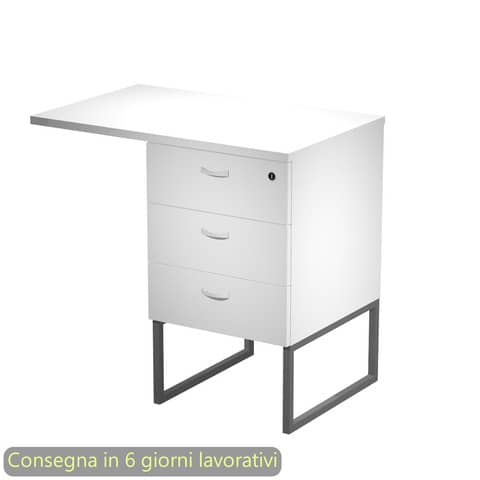 Cassettiera alta 3 cass. Top supp. met. antr 80×50/50X80xH.74,4 cm montata Blade Artexport bianca – 419MET+TOP80/3-AF
