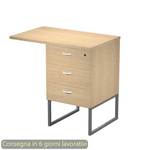 Cassettiera alta 3 cass. Top supp. met. antr 80×50/50X80xH.74,4 cm montata Blade Artexport rovere 419MET+TOP80/C-AF