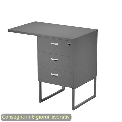 Cassettiera alta 3 cass. Top supp. met antr 80×50/50X80xH.74,4 cm montata Blade Artexport antracite 419MET+TOP80/T-AF