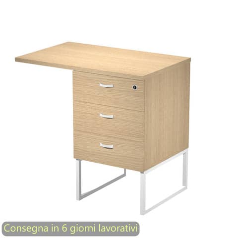 Cassettiera alta 3 cass. Top supp. met. bia. 80×50/50X80xH.74,4 cm montata Blade Artexport rovere 419MET+TOP80/C-AN