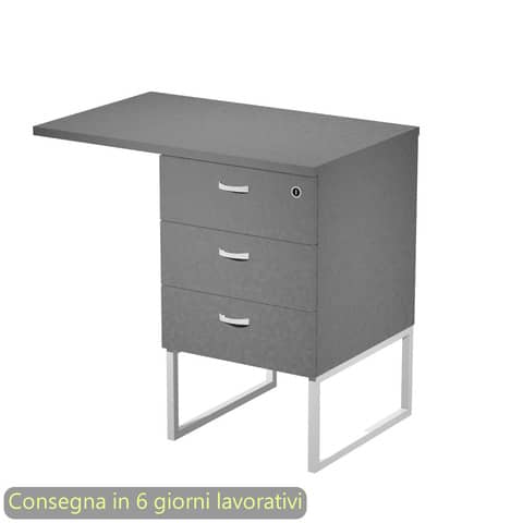 Cassettiera alta 3 cass. Top supp. met bia 80×50/50X80xH.74,4 cm montata Blade Artexport antracite – 419MET+TOP80/T-AN