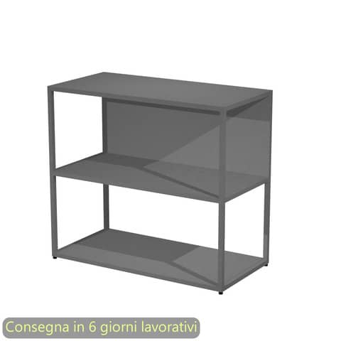 Libreria a giorno bassa 90x44xH.80 cm struttura metallo antracite Artexport Blade ripiani antracite – 270-AF+RP4-T