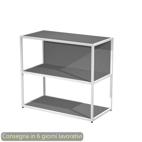 Libreria a giorno bassa 90x44xH.80 cm struttura metallo bianca Artexport Blade ripiani antracite – 270-AN+RP4-T
