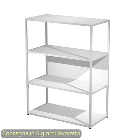 Libreria a giorno media 90x44xH.119 cm struttura metallo bianca Artexport Blade ripiani bianchi – 280-AN+RP5-3