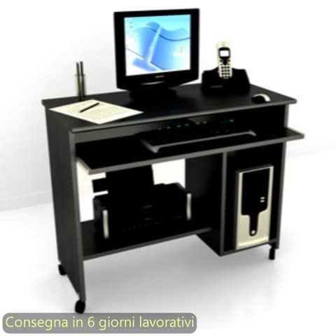 Scrivania su ruote con 2 vani a giorno + ripiano estraibile 92x45xH.76 cm Artexport piano nero – 006/8