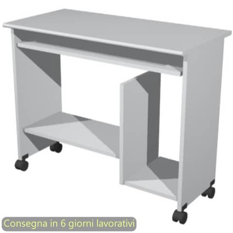Scrivania su ruote con 2 vani a giorno + ripiano estraibile 92x45xH.76 cm Artexport piano grigio – 006/9