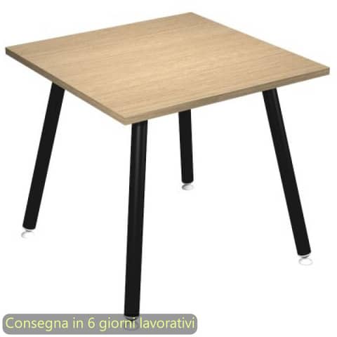 Scrivania piano rovere 80x80xH.74,4 cm gamba metallo tubolare nero opaco linea Skinny Metal Artexport – 6401-DJA-C-AQ
