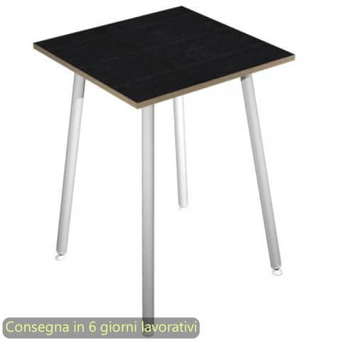 Tavolo alto Skinny Metal 80x80xH.105 cm con gambe met. bianche Artexport piano nero – 6401-DJC-8C-AN