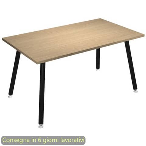 Scrivania piano rovere 140x80xH.74,4 cm gamba metallo tubolare nero opaco linea Skinny Metal Artexport – 6402-DJA-C-AQ