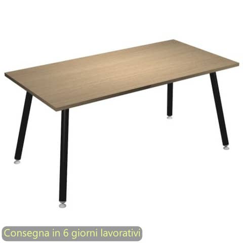 Scrivania piano rovere 160x80xH.74,4 cm gamba metallo tubolare nero opaco linea Skinny Metal Artexport – 6403-DJA-C-AQ