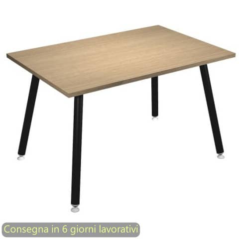 Scrivania piano rovere 120x80xH.74,4 cm gamba metallo tubolare nero opaco linea Skinny Metal Artexport – 6404-DJA-C-AQ