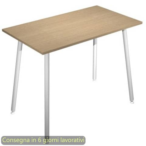 Tavolo alto Skinny Metal 180x80xH.105 cm con gambe met. bianche Artexport piano rovere – 6405-DJC-C-AN