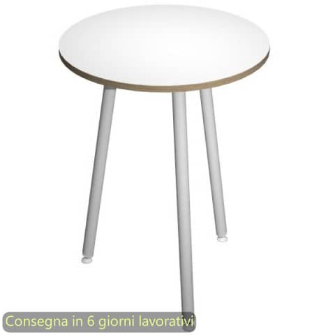 Tavolo rotondo Skinny Metal ø80xH.74,4 cm con gambe met. bianche Artexport piano bianco – 6408-DJD-3C-AN