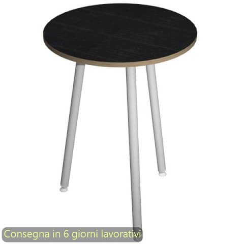 Tavolo rotondo Skinny Metal ø80xH.74,4 cm con gambe met. bianche Artexport piano nero – 6408-DJD-8C-AN