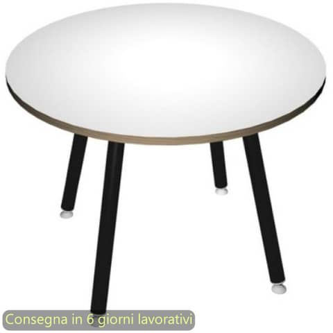 Tavolo rotondo Skinny Metal ø100xH.74,4 cm con gambe met. nere Artexport piano bianco – 6410-DJA-3C-AQ