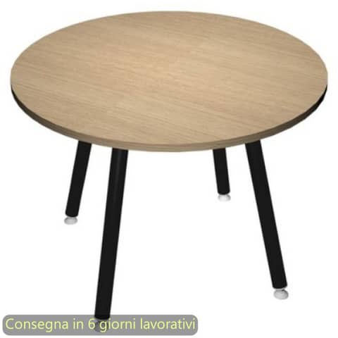 Tavolo rotondo Skinny Metal ø100xH.74,4 cm con gambe met. nere Artexport piano rovere – 6410-DJA-C-AQ