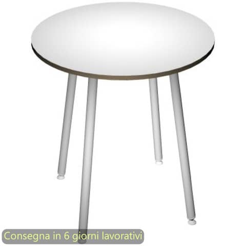 Tavolo rotondo Skinny Metal ø100xH.74,4 cm con gambe met. bianche Artexport piano bianco – 6410-DJD-3C-AN