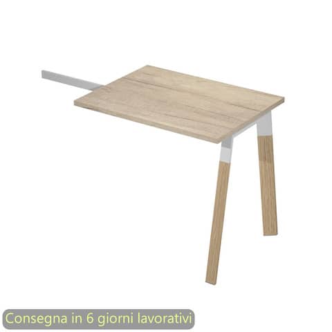 Allungo reversibile per scrivanie K73 Wood 60x80xH.74,4 cm gambe legno e met. bianco Artexport piano rovere canadese