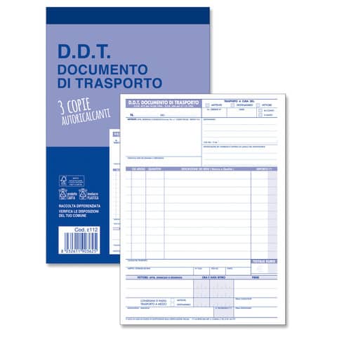 Blocco O.C.L. DDT mittente – destinatario vettore 33×3 copie – 14×21 cm – 0112N