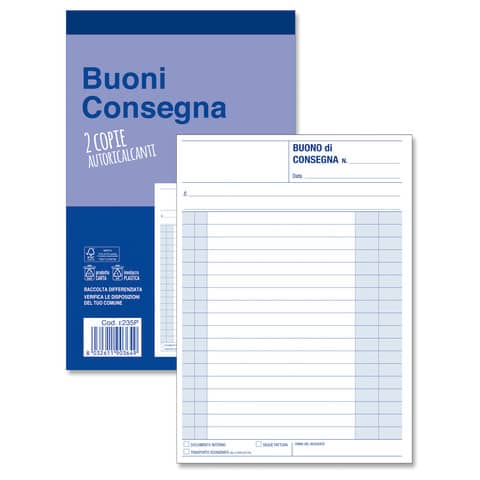 Blocco buoni di consegna O.C.L. 50×2 copie autoricalcanti – 15×20 cm conf. 5 blocchi – 0235N