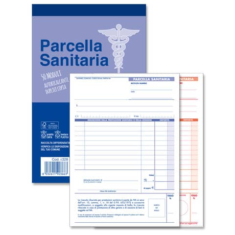 Blocco parcelle sanitarie O.C.L. 50×2 copie autoricalcanti 14×21 cm 0328