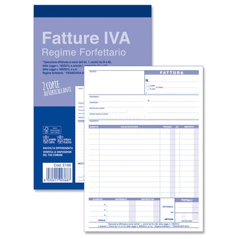 Blocco fatture per registro forfettario O.C.L. 14×21 cm – 50×2 copie autoricalcanti – 0186