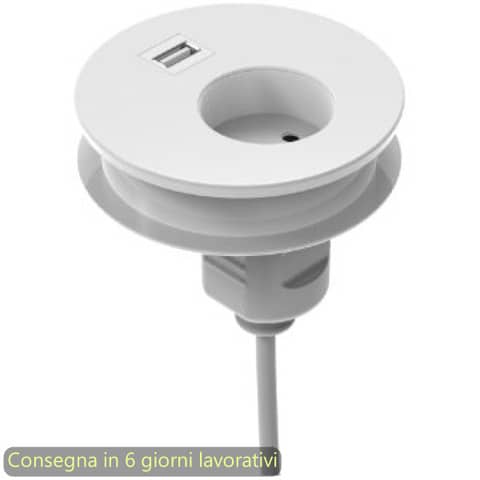 Slot passaspina diametro 80 mm, presa shuko + slot con USB Bridge Artexport bianco – 3-DEAA0001-EA