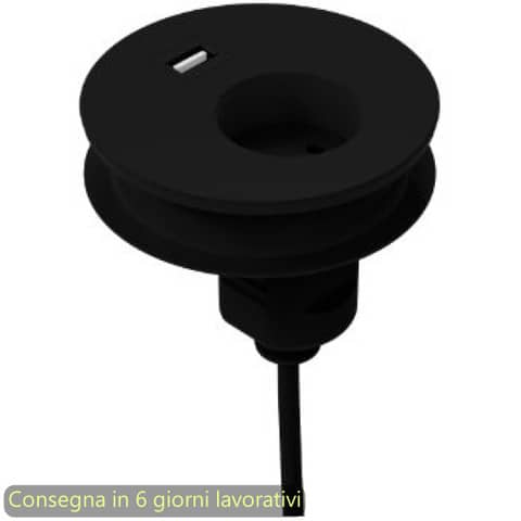 Slot passaspina diametro 80 mm, presa shuko + slot con USB Bridge Artexport nero – 3-DEAA0001-EB
