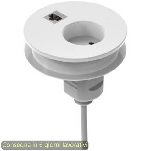 Slot passaspina diametro 80 mm, presa shuko + slot con presa di rete RJ45 Bridge Artexport bianco – 3-DEAA0002-EA