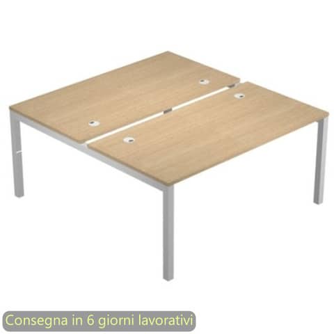 Scrivania Bench doppia piano rovere 120x168xH.72,5 cm gamba a ponte metallo bianco Bridge Artexport – BENCH12/C-AM