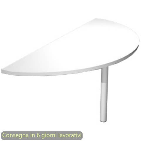Terminale 180° scrivanie accoppiate + supp. metal. grigio  160x70xH.73 cm Flex Artexport piano bianco – EXTR + 60011/3