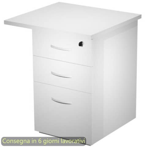 Cassettiera alta per scrivanie 2 cassetti + 1 classificatore 65x60xH.73 cm Flex Artexport bianco – CA60+TOP65/3