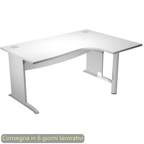 Scrivania penisola destra piano bianco 160×120/80/60xH.73 cm gamba ad L in melaminico Compact Flex – JPL/CP16DX/3