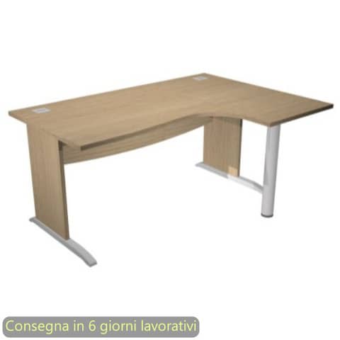 Scrivania penisola destra piano rovere 160×120/80/60xH.73 cm gamba ad L in melaminico Compact Flex – JPL/CP16SD/C