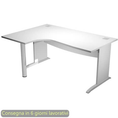 Scrivania penisola sinistra piano bianco 160×120/80/60xH.73 cm gamba ad L in melaminico Compact Flex – JPL/CP16SX/3