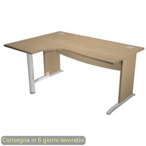 Scrivania penisola sinistra piano rovere 160×120/80/60xH.73 cm gamba ad L in melaminico Compact Flex – JPL/CP16SX/C