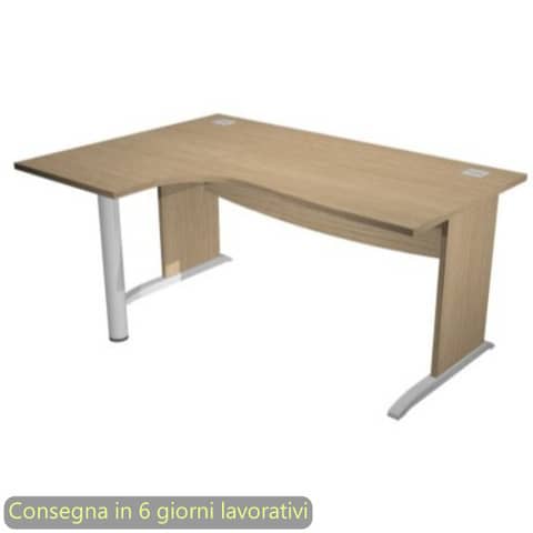 Scrivania penisola sinistra piano rovere 180×120/80/60xH.73 cm gamba ad L in melaminico Compact Flex – JPL/CP18SX/C
