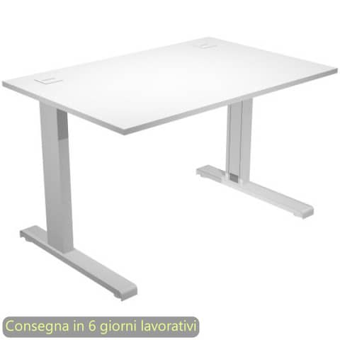 Scrivania piano bianco 120x80xH.73 cm gamba ad L in metallo grigio alluminio linea Flex Artexport – URB/T-120/3