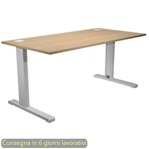 Scrivania piano rovere 160x80xH.73 cm gamba ad L in metallo grigio alluminio linea Flex Artexport – URB/T-160/C