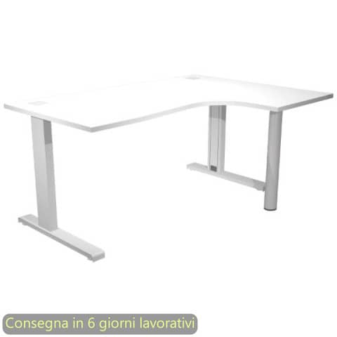 Scrivania penisola destra piano bianco 160×120/80/60xH.73 cm gamba ad L metallo grigia Flex Artexport – URB/T-CP18DX/3