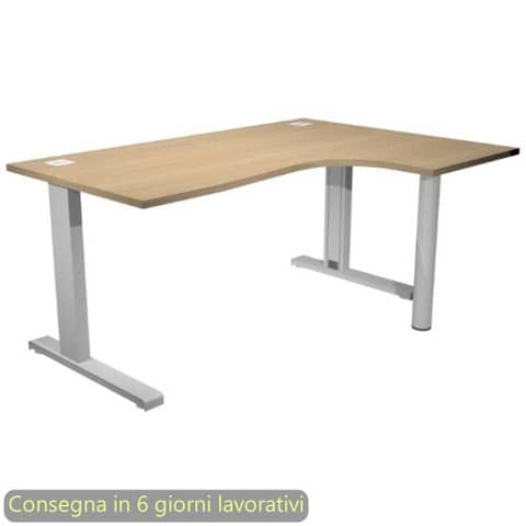 Scrivania penisola destra piano rovere 160×120/80/60xH.73 cm gamba ad L metallo grigia Flex Artexport – URB/T-CP18DX/C