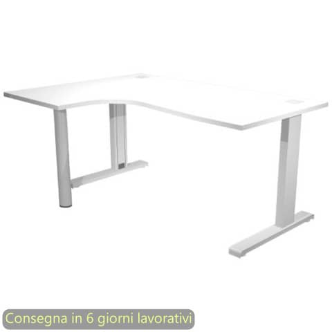 Scrivania penisola sinistra piano bianco 160×120/80/60xH.73 cm gamba ad L metallo grigia Flex Artexport – URB/T-CP18SX/3