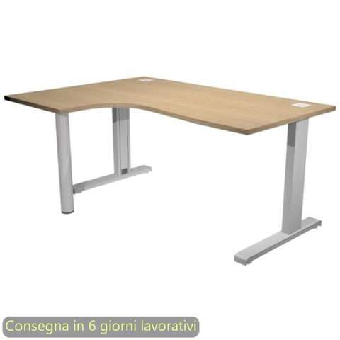 Scrivania penisola sinistra piano rovere 160×120/80/60xH.73 cm gamba ad L metallo grigia Flex Artexport – URB/T-CP18SX/C