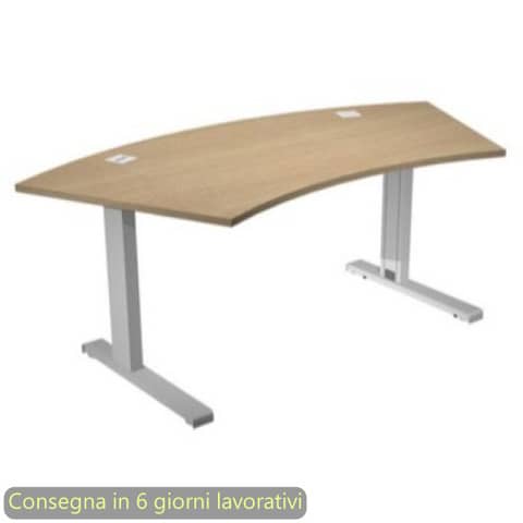 Scrivania direzionale piano sagomato rovere 190x96xH.73 cm gamba ad L metallo grigio Flex Direction – BMNG-URB/T/C