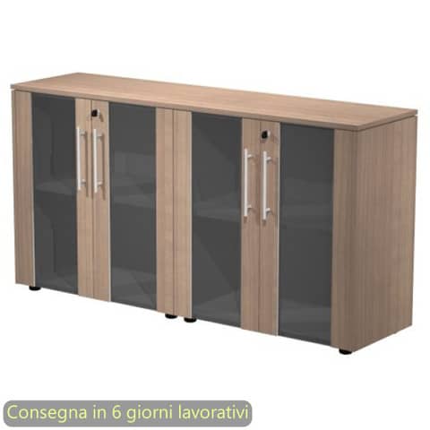 Coppia armadi bassi ante vetro-melamin. con serratura 162,8x43xH.81,4 cm Flora Artexport ciliegio arabis – 930C-68×2/K